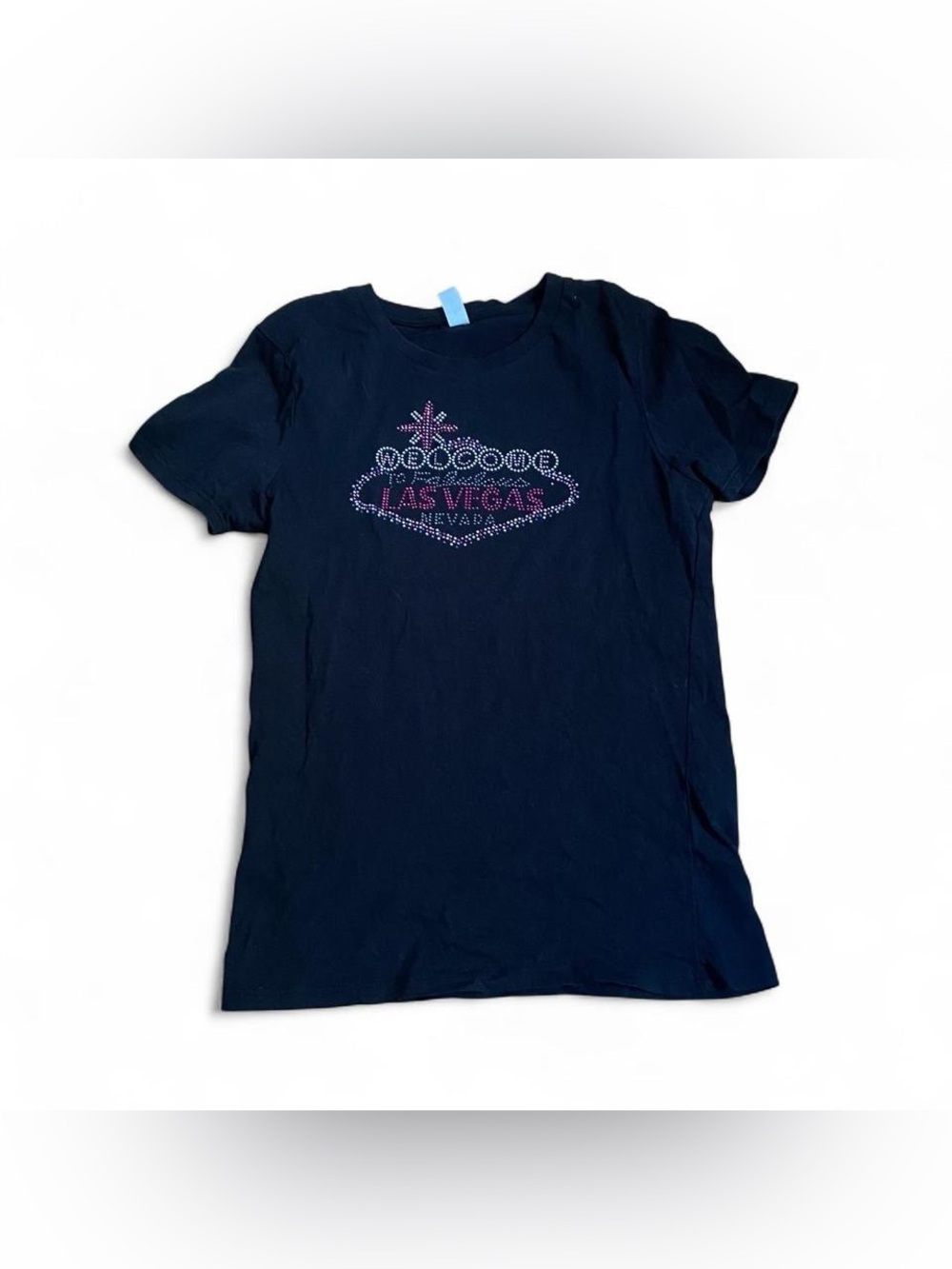 Black Las Vegas t-shirt with rhinestones